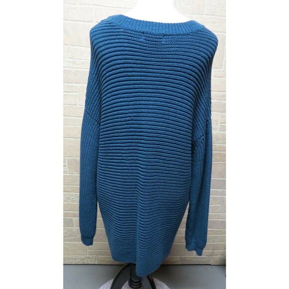 NEW Ruff Hewn Plus Size 2X Sweater Teal Blue Lace Up Neck NWT - Picture 3 of 7